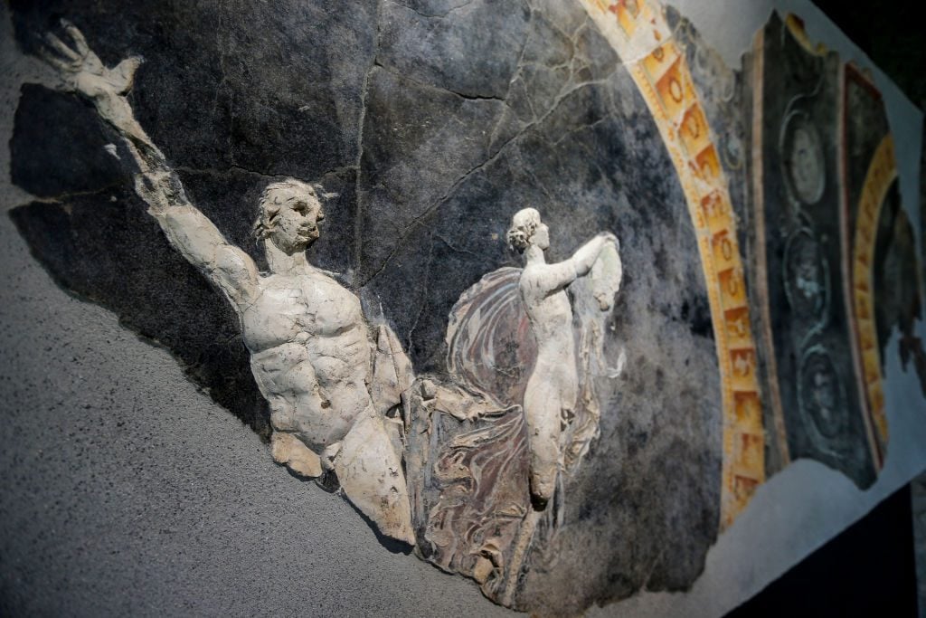 A bas-relief on view in "Art and Sensuality in the Houses of Pompeii." Photo: Marco Cantile/LightRocket via Getty Images.