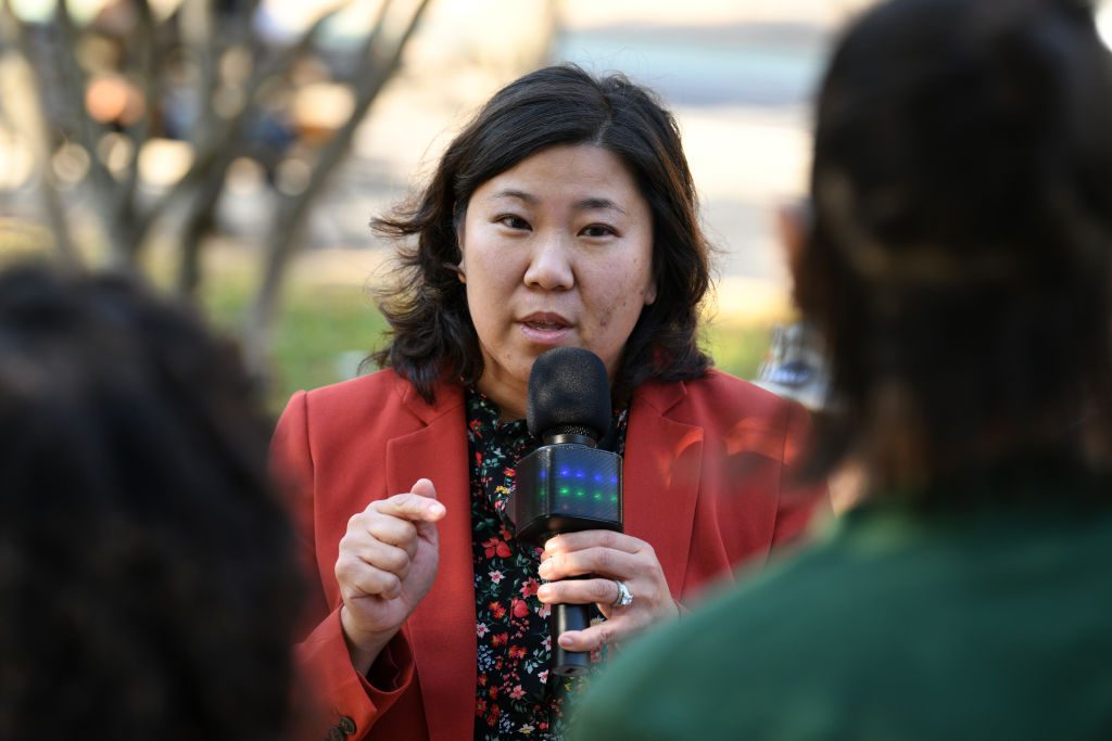 U.S. Rep. Grace Meng speaks during an event in Forest Hills, New York on October 22, 2021. Photo: Bryan Bedder/Getty Images.