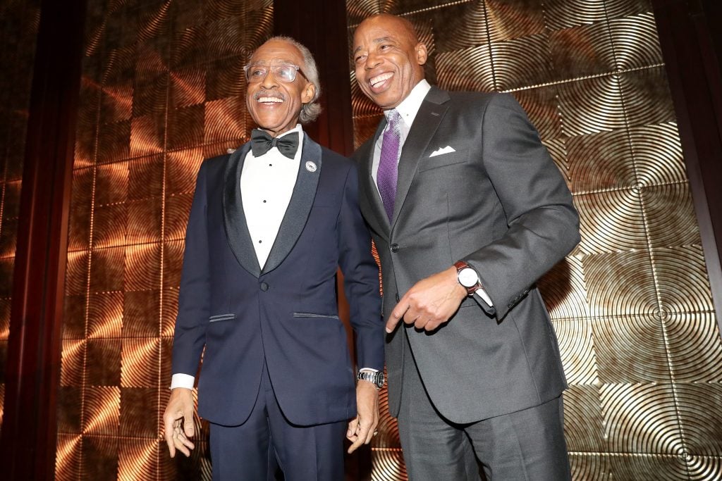 Al Sharpton and Mayor Eric Adams at the 2022 National Action Network Convention in New York on April 7, 2022. (Photo by Johnny Nunez/WireImage)
