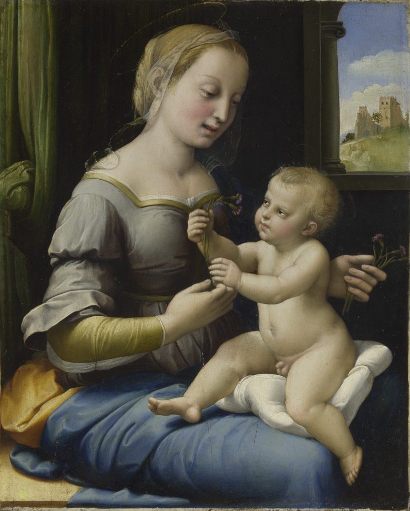 Raphael, <i>The Madonna of the Pinks ('La Madonna dei Garofani')</i> (ca. 1506-7). © The National Gallery, London
