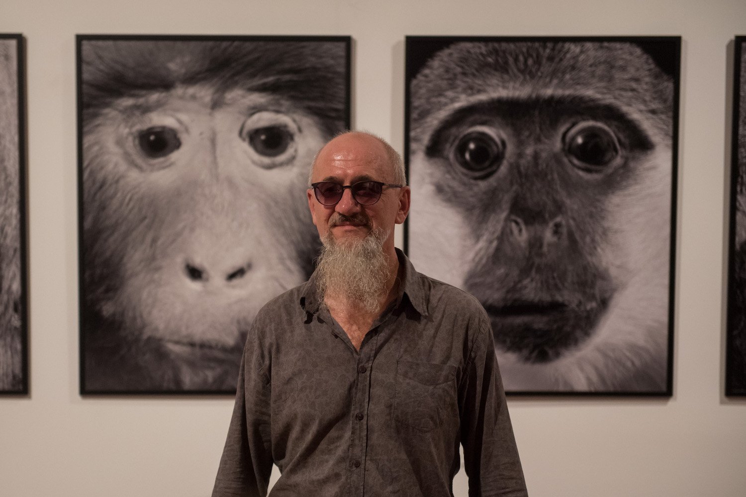 MARIBOR, SLOVENIA - 2019/08/09: Oleg Kulik poses for a photo during the opening of Golden Fleece, his solo exhibition held in Kibla Portal Gallery. Oleg Kulig is a Russian contemporary artist who spent one-month at the artist residency in Maribor. (Photo by Milos Vujinovic/SOPA Images/LightRocket via Getty Images)