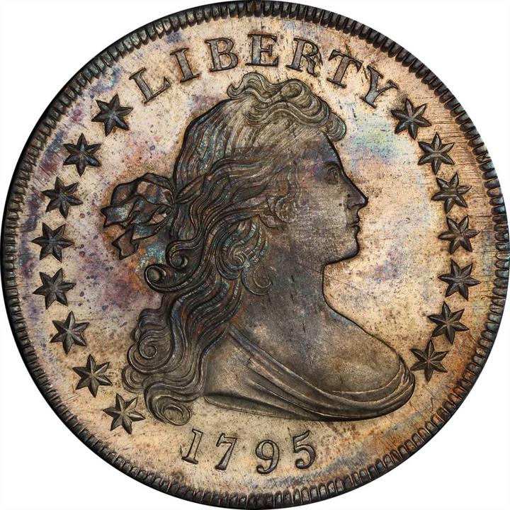 1795 Draped Bust Silver Dollar coin. It sold for $780,000 at Stack's Bowers Galleries. Photo courtesy of Stack's Bowers Galleries, Costa Mesa, California.