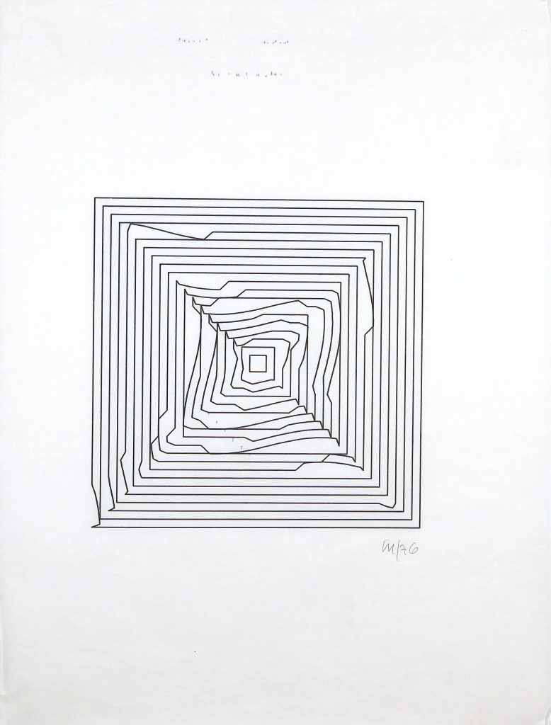 Vera Molnár, Transformation de carrés concentriques (ref. 76A) (1976). Courtesy Galerie Oniris–Rennes.