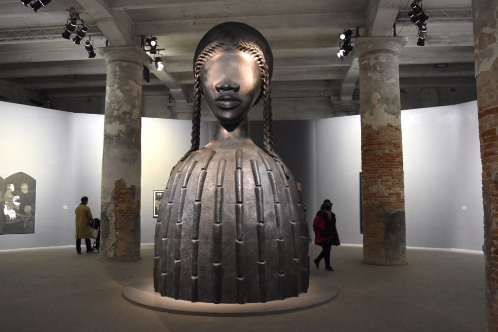 Simone Leigh’s <em>Brick House</em> greets visitors in the main exhibition of the Venice Biennale. Photo by Ben Davis.