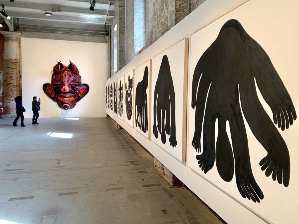 Works by Tau Lewis and [foreground] Solange Pessoa. Photo by Ben Davis.