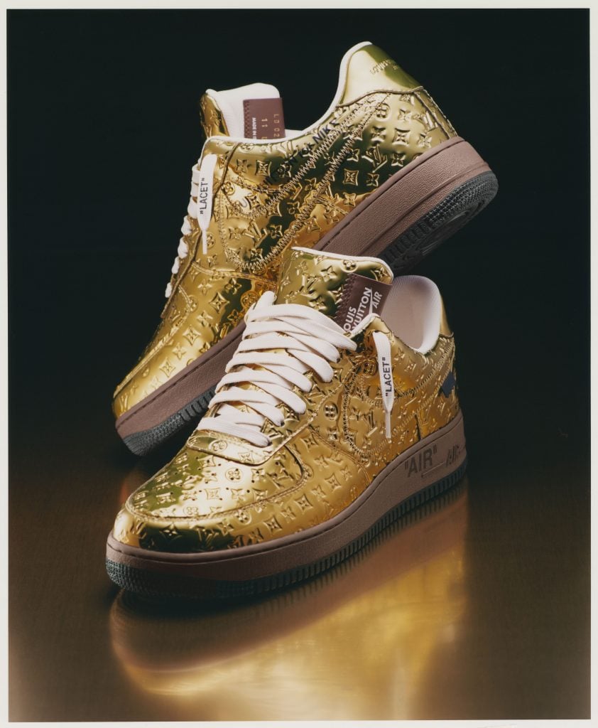 Gold damier Air Force 1s. Courtesy of Louis Vuitton.