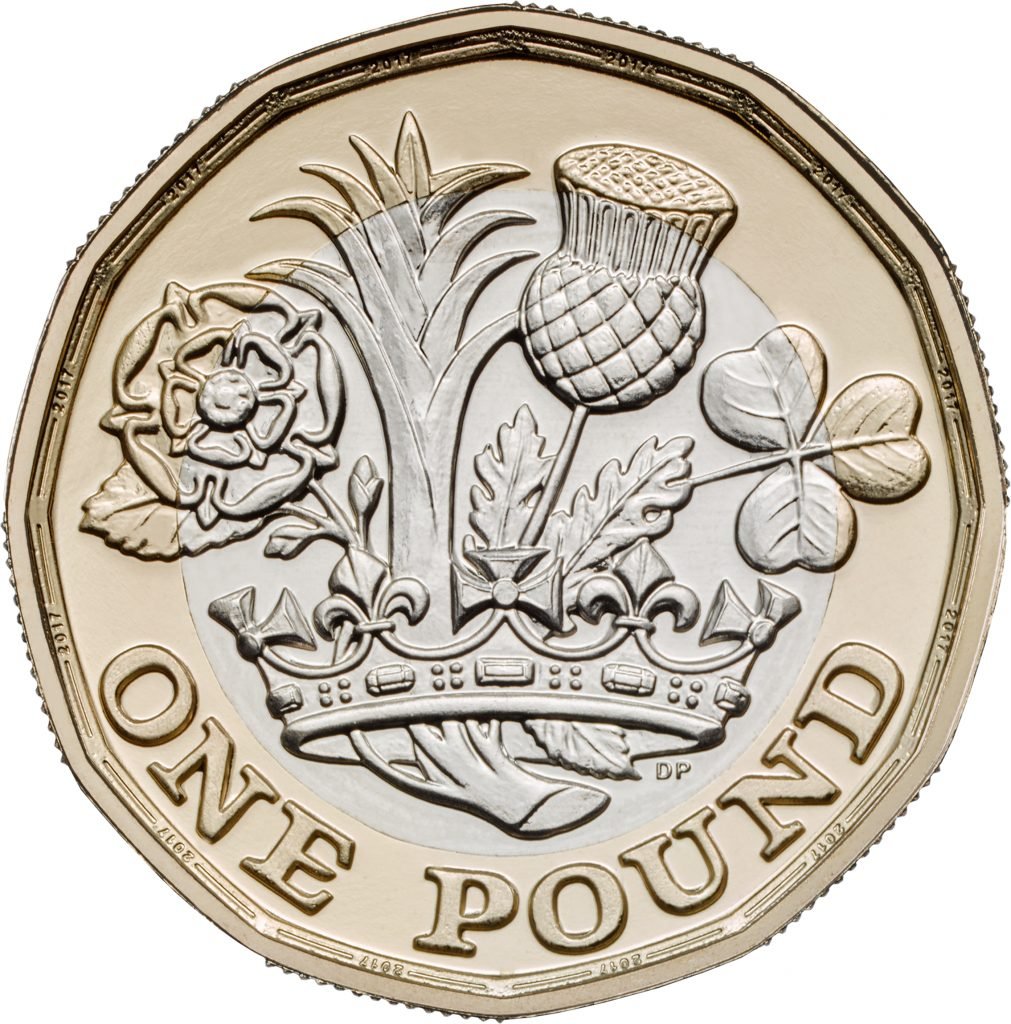 The reverse of the 2017 new design of the £1 coin. Courtesy of The Royal Mint.