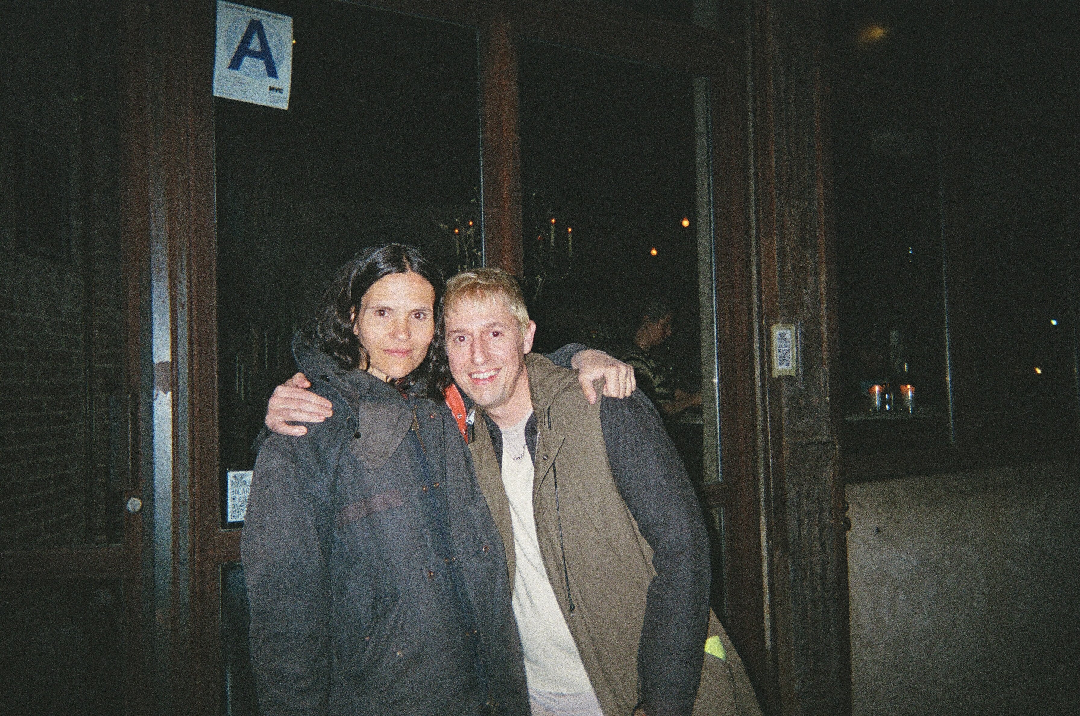 Heather Hubbs with artist Travis Boyer, who shows with False Flag, a gallery that’s been part of the NADA community for years.