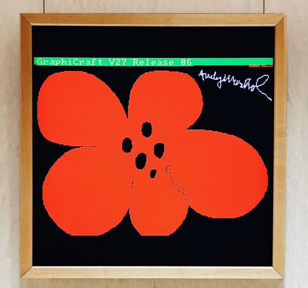 Andy Warhol's Untitled (Flower) NFT was executed circa 1985 and minted in 2021. Photo: Hannah Turner Harts/BFA. Courtesy of Bucherer.