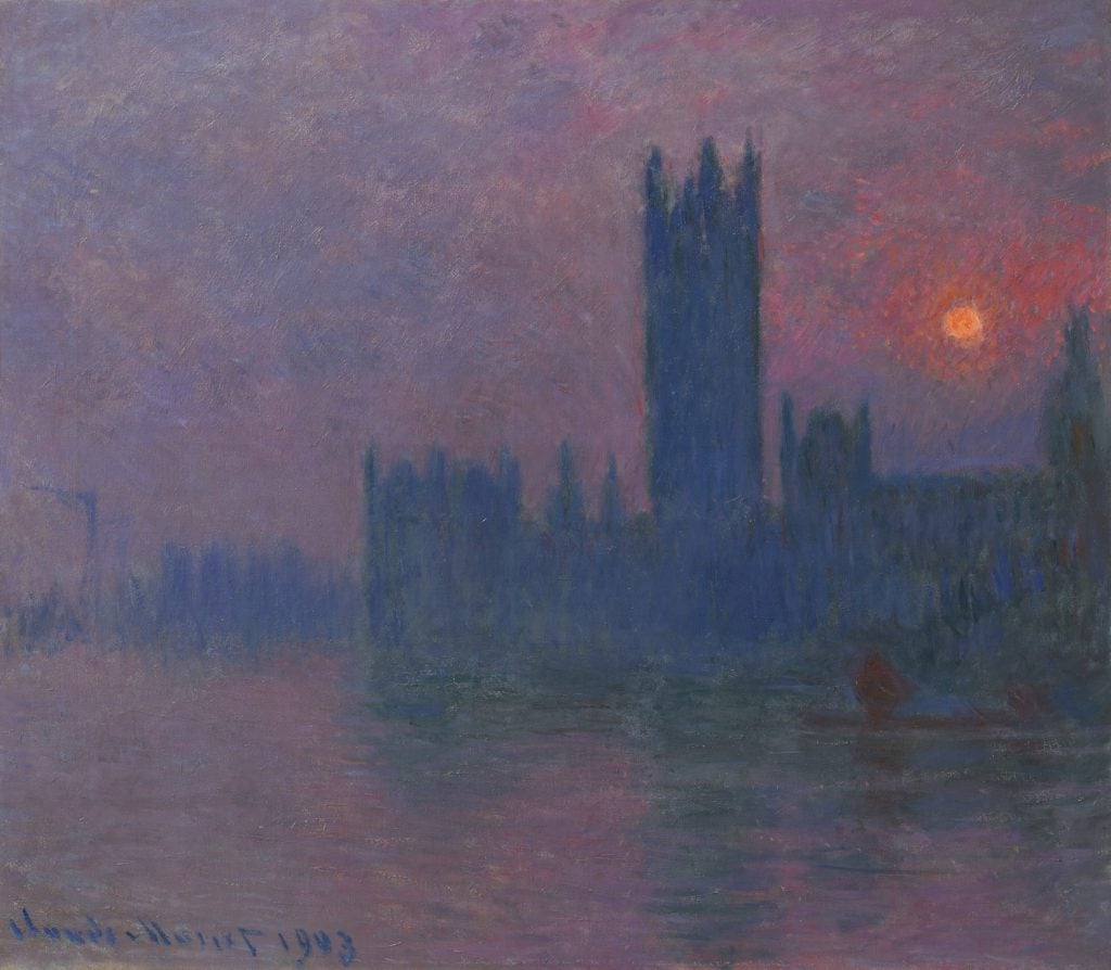 Claude Monet, <i>Le Parlement, soleil couchant</i> (1900-1903). Image courtesy Christie's.