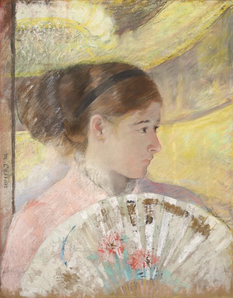 Mary Cassatt, Young Lady in a Loge Gazing to Right (circa 1878). Image courtesy Christie's.