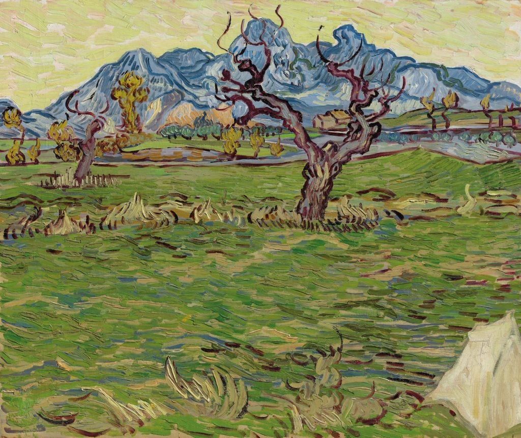 Vincent Van Gogh, Champs près des Alpilles (1889). Image courtesy Christie's.
