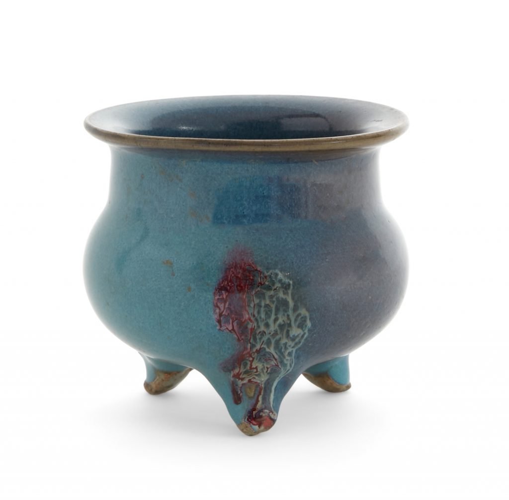 Incense burner in blue enamelled Chinese porcelain.  Courtesy of Douglas Estate