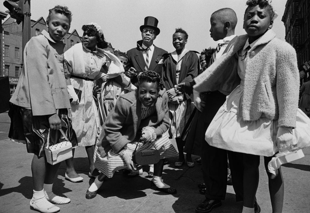 William Klein, Easter Sunday, Harlem High Hat, New York, (1955) © William Klein, Courtesy Howard Greenberg Gallery