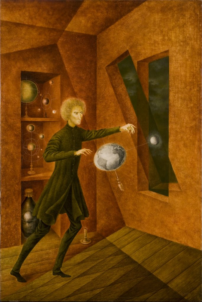 Remedios Varo, Fenómeno de ingravidez (Phenomenon of Weightlessness), (1963); Image courtesy National Museum of Women in the Arts, Gift from Private Collection