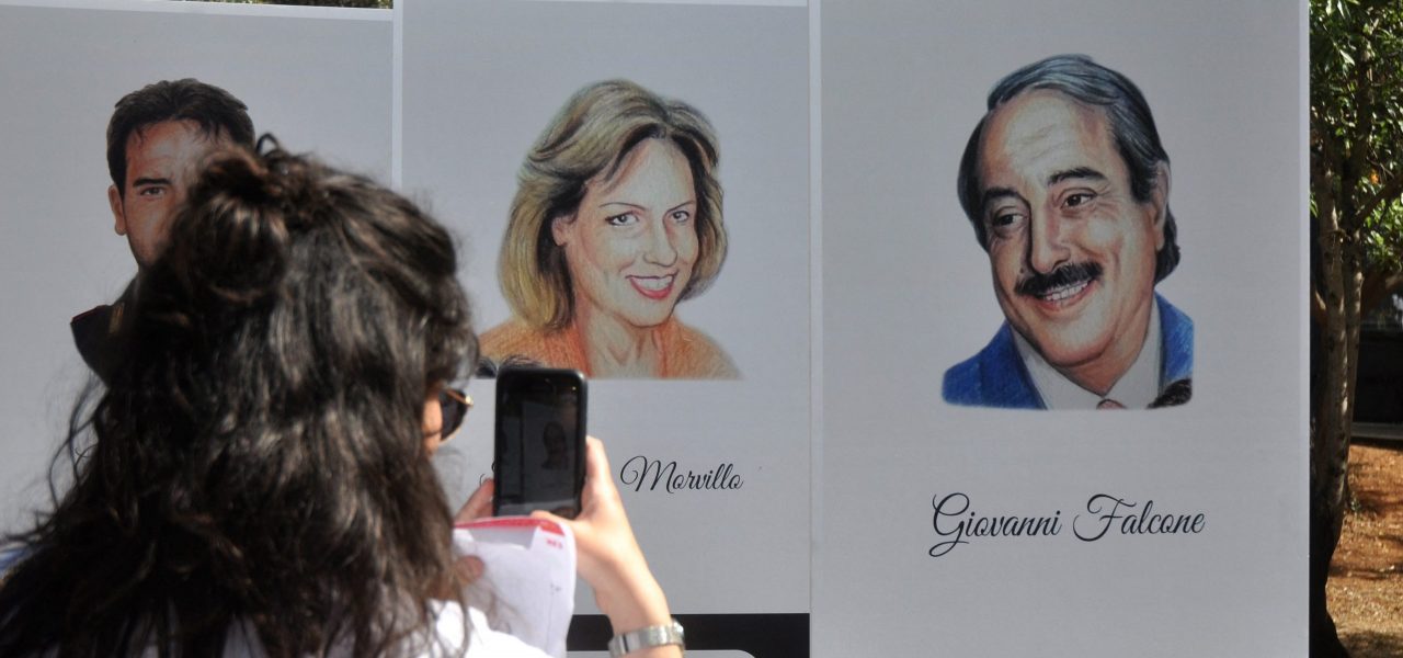 A ceremony marking the 30th anniversary of the assassination of judge Giovanni Falcone and his wife Francesca Morvillo by the Cosa Nostra. Photo by Alessandro FUCARINI / AFP via Getty Images.