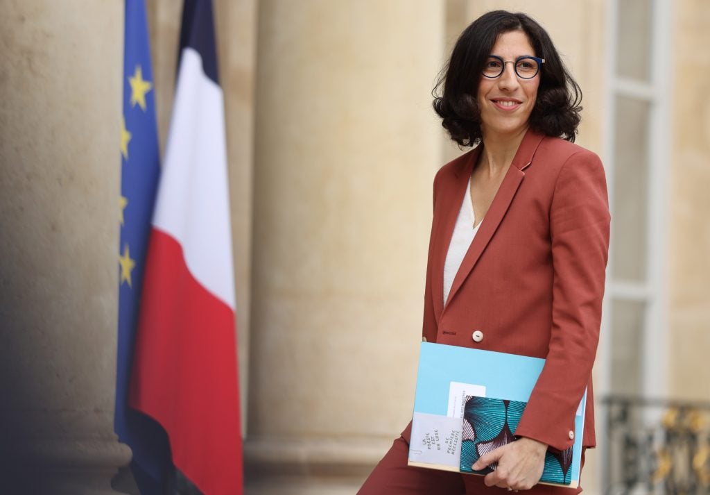 French Culture Minister Rima Abdul-Malak arrives for the first weekly cabinet meeting of the new cabinet at the Elysee Presidential Palace in Paris, France, on May 23, 2022. Photo: Gao Jing/Xinhua via Getty Images.