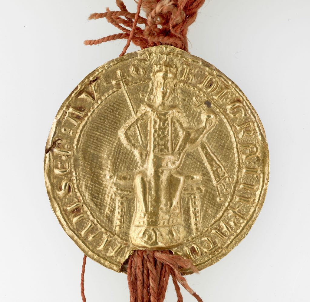 Gold seal of Emperor Baldwin II Netherlands (1269). Courtesy of the British Library.