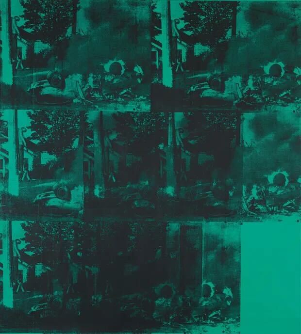 Andy Warhol, Green car crash - Green burning car I (1963). Courtesy of Christie's Images, Ltd.