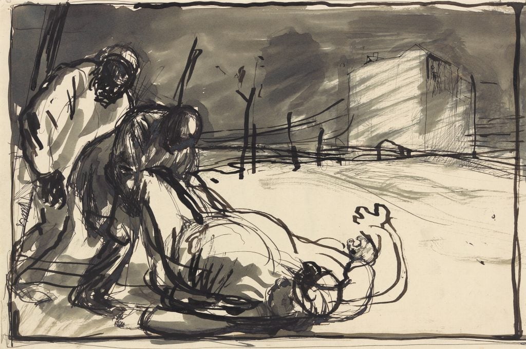 George Grosz <i>Nächtlicher Überfall</i> (1912). © Estate of George Grosz, Princeton/VG Bild-Kunst, Bonn 2022