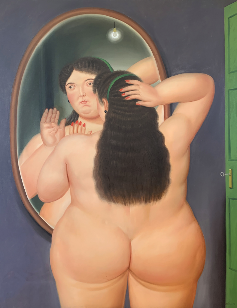 Fernando Botero, Woman in Front of a Mirror (Mujer en Frente de un Espejo) (1986).