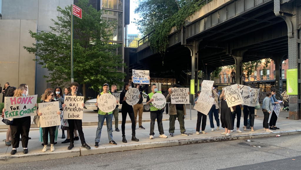 Protestors outside the Whitney Museum of American Art. Photo courtesy of Maida Rosenstein. 