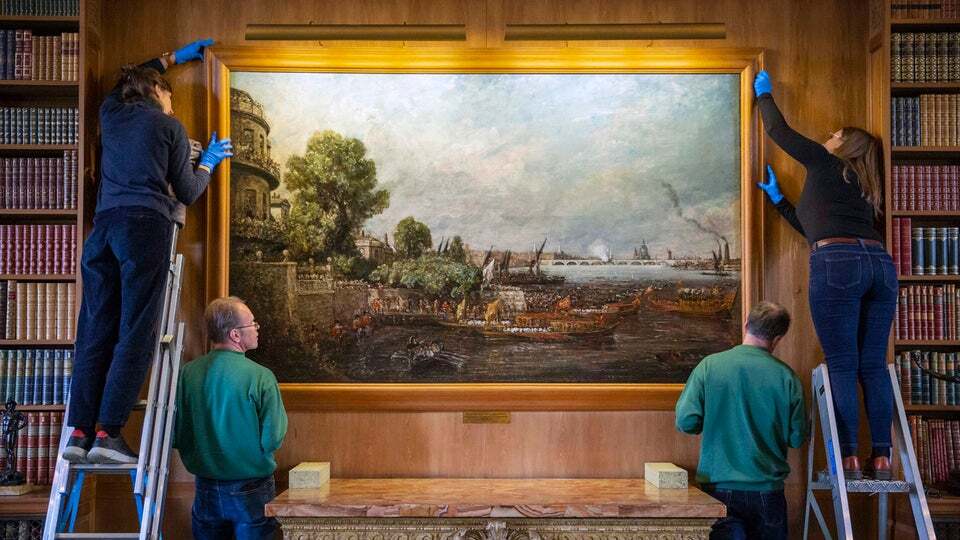 Constable's painting of the opening of Waterloo Bridge returns to Anglesey Abbey.  Photo: James Dobson, courtesy of the National Trust.