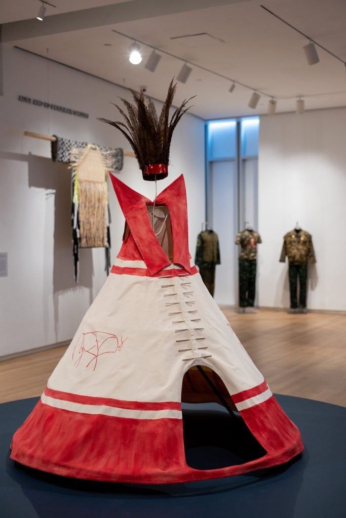 Installation view of "Clothing: costume as contemporary art" at the Museum of Arts and Design, New York, 2022. Photo by Jenna Bascom.  Courtesy of Museum of Arts and Design