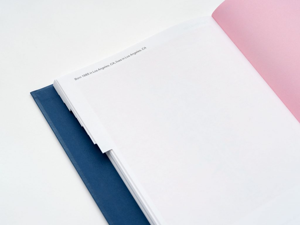 A blank pink page from EJ Hill's Contributions to the 2022 Whitney Biennial.  Photo: Paul Salvation.