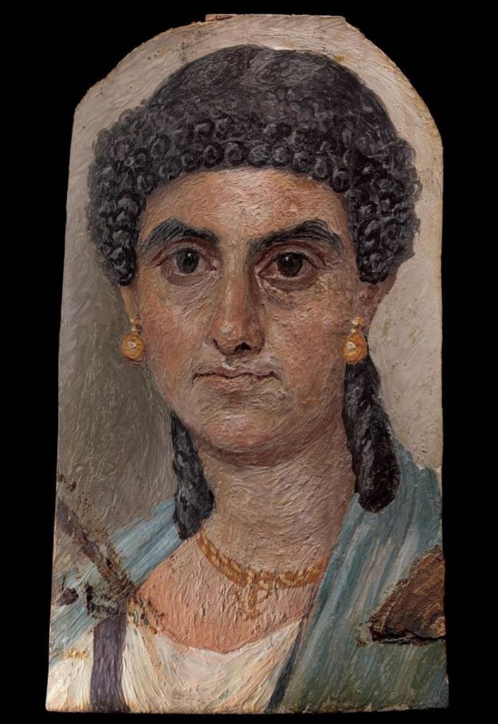 An Egyptian Fayum portrait from 54-68 AD. Courtesy of the New York District Attorney's Office.