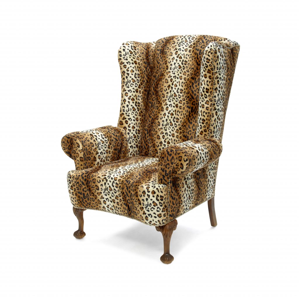 A Georgian-style faux leopard chair from Siegfried and Roy sold for $2,295 at Bonhams Los Angeles. Photo courtesy of Bonhams. 