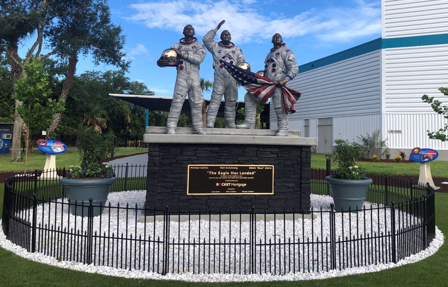 Lundeen Sculpture made the Apollo 11 monument in the Moon Tree Garden at Kennedy Space Center in Florida. Photo courtesy of the Kennedy Space Center.