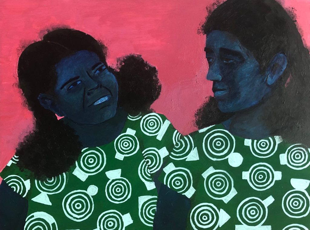 Maya Varadaraj, Twins with Curly Hair and Promises (2021). Courtesy of Aicon Contemporary.