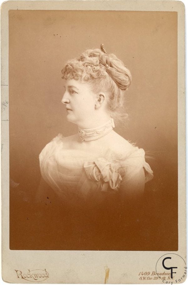 Constance Cary Harrison, pen name Refugitta.  Author, playwright, designer of the first Confederate battle flag.  Photo courtesy of the Cary Forward Archives, Richmond, Virginia. 