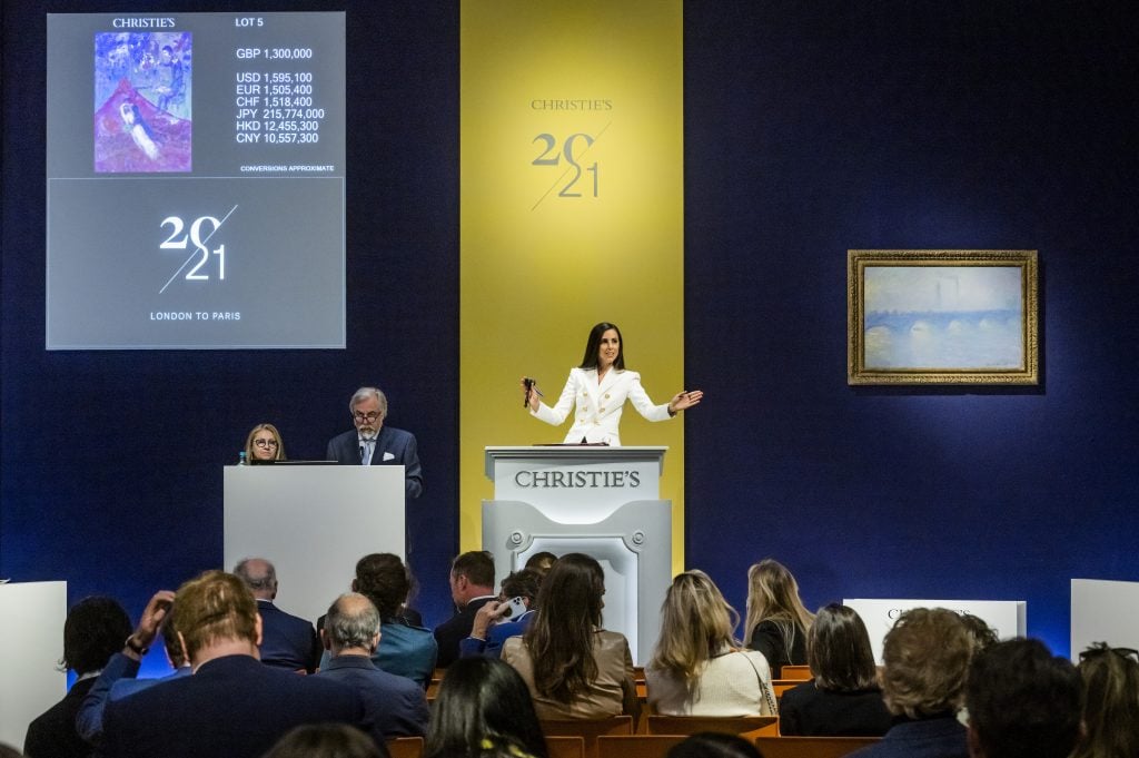 20th/21st Century London to Paris Night Sales at Christies, London and Paris.  Courtesy of Christie's.