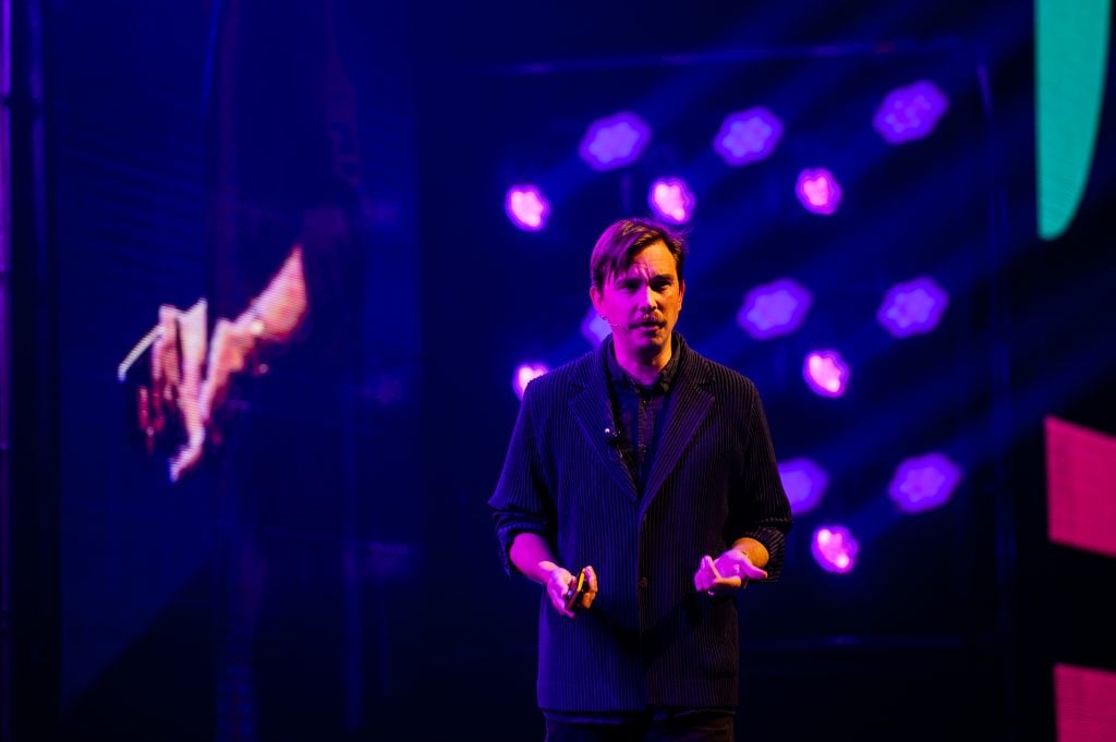 James Bridle at the TNW (The Next Web) conference. (Photo by Ana Fernandez/SOPA Images/LightRocket via Getty Images)
