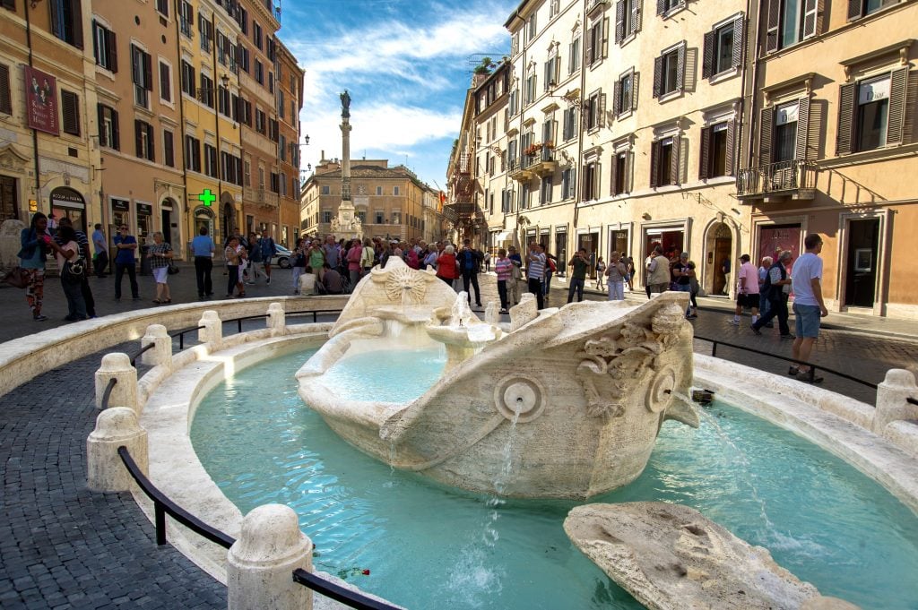 Pietro Bernini's Fontana della Barcaccia fountain in Piazza di Spagna in Rome. Photo by Pino Pacifico/REDA&CO/Universal Images Group via Getty Images.