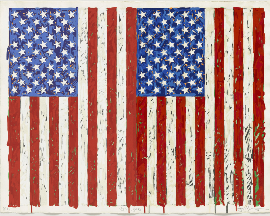 Jasper Johns, Flags I (1973). Collection Walker Art Center, gift of Judy and Kenneth Dayton, 1988. Courtesy of the Parrish Art Museum, Water Mill, New York.