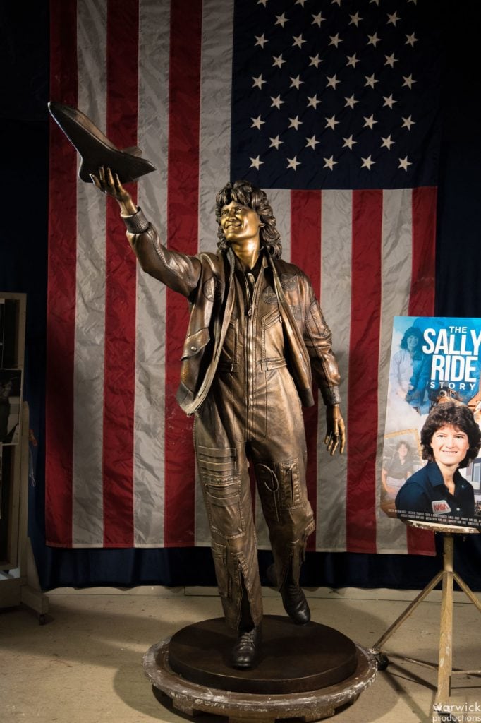 Lundeen Sculpture's Sally Ride monument. Photo by Warwick Productions.
