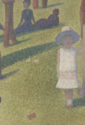 Detail of a butterfly in Sunday Afternoon on the Isle of La Grande Jatte" (1884).