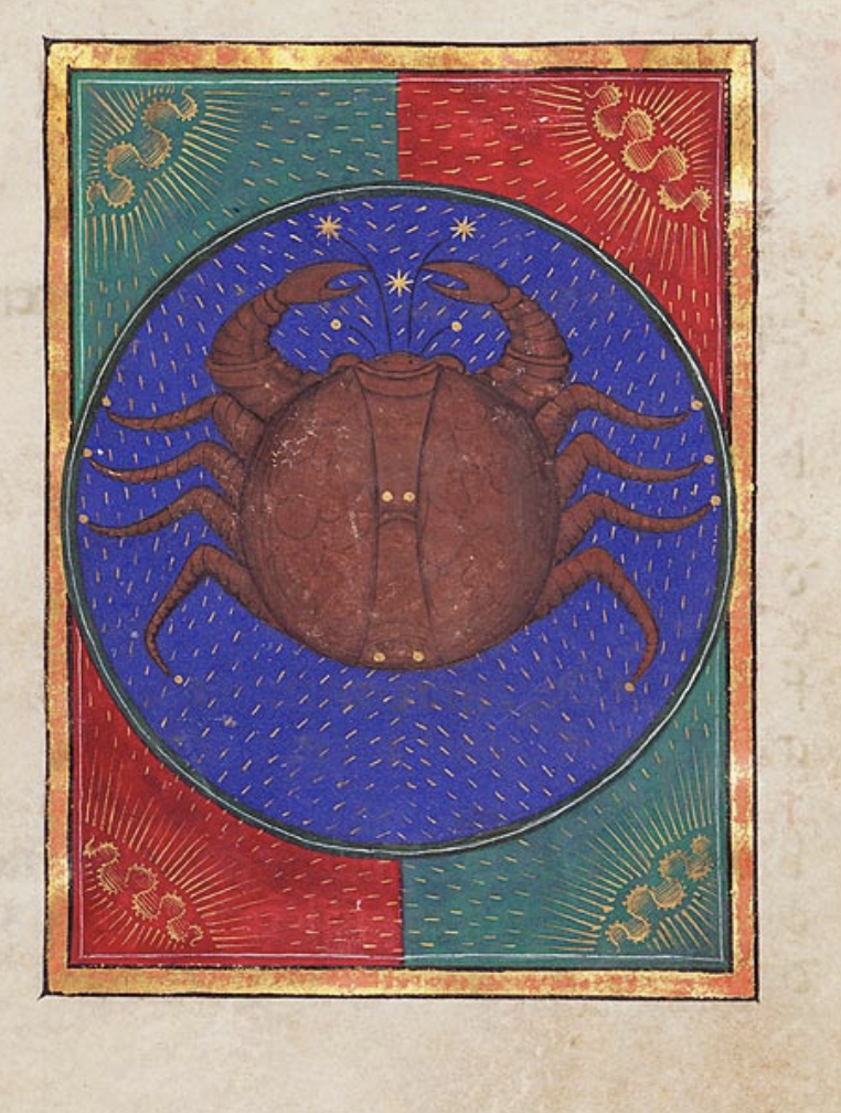 Cancer from a Book of Hours (G14, f.7) Italy, perhaps Milan. Third-quarter of the fifteenth century. Courtesy of