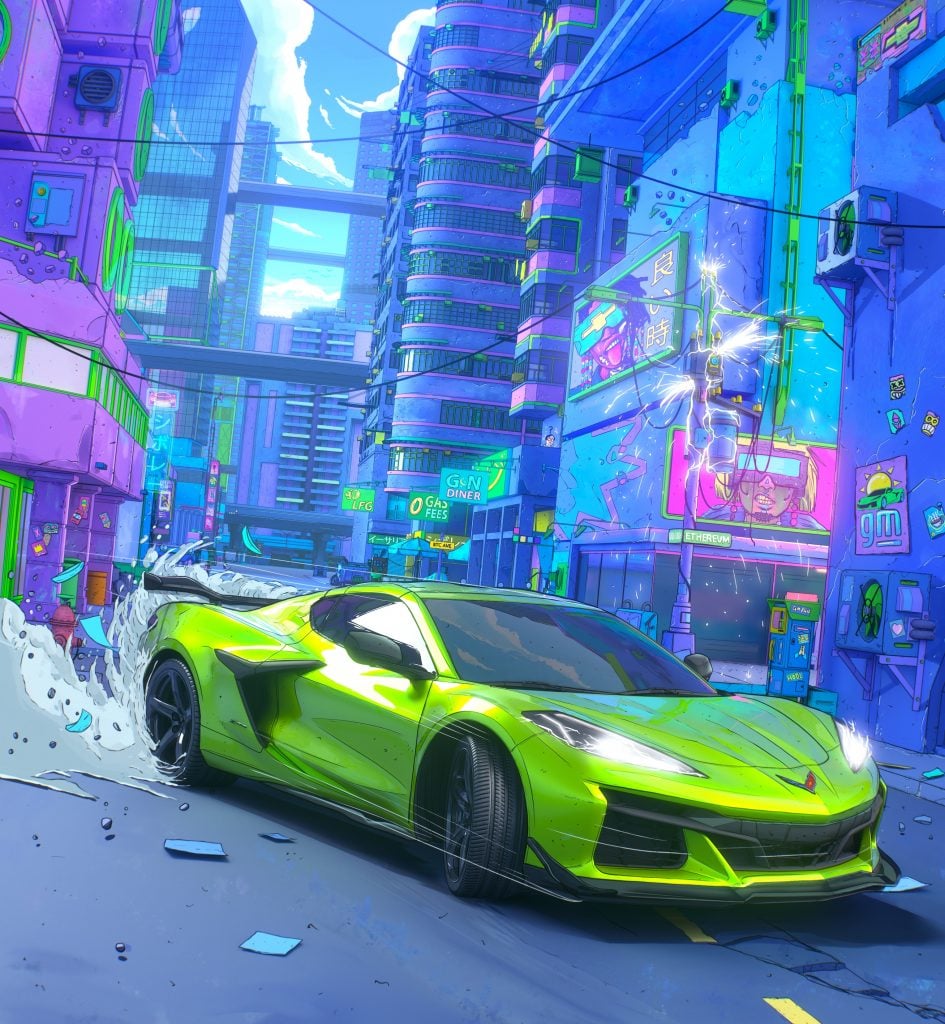 Xsullo, <em>Own the Color</em>, featuring the Corvette Z06. Courtesy of Corvette. 
