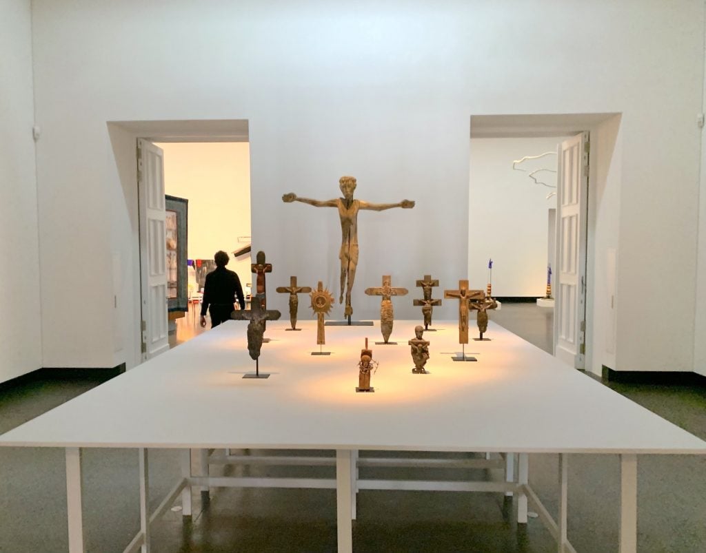 Display of crucifixes. 