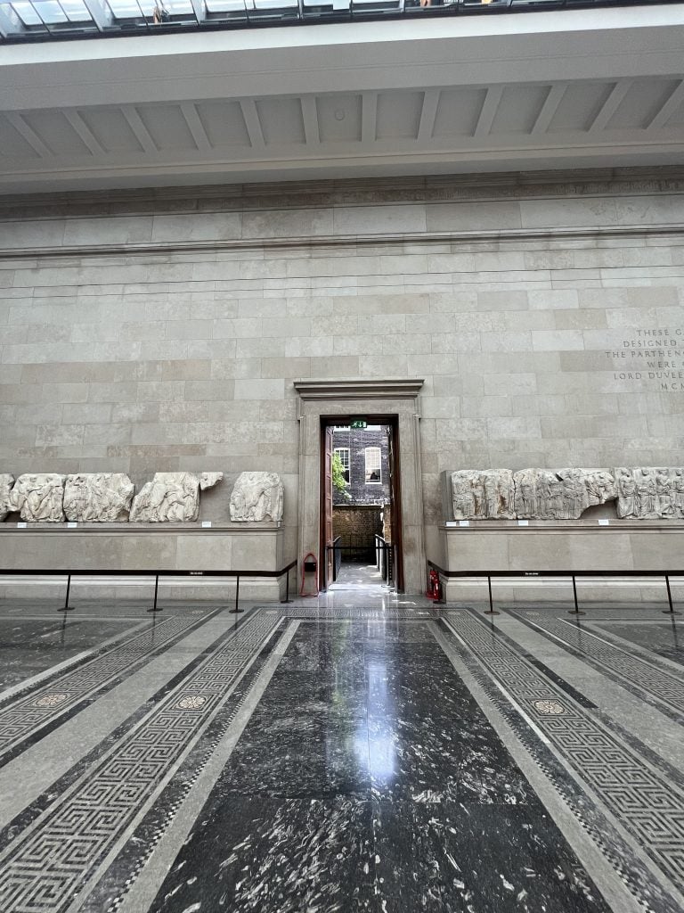 A door in the Parthenon gallery leading to an external museum space was wide open on June 17 and 18. Photo: Cristina Ruiz