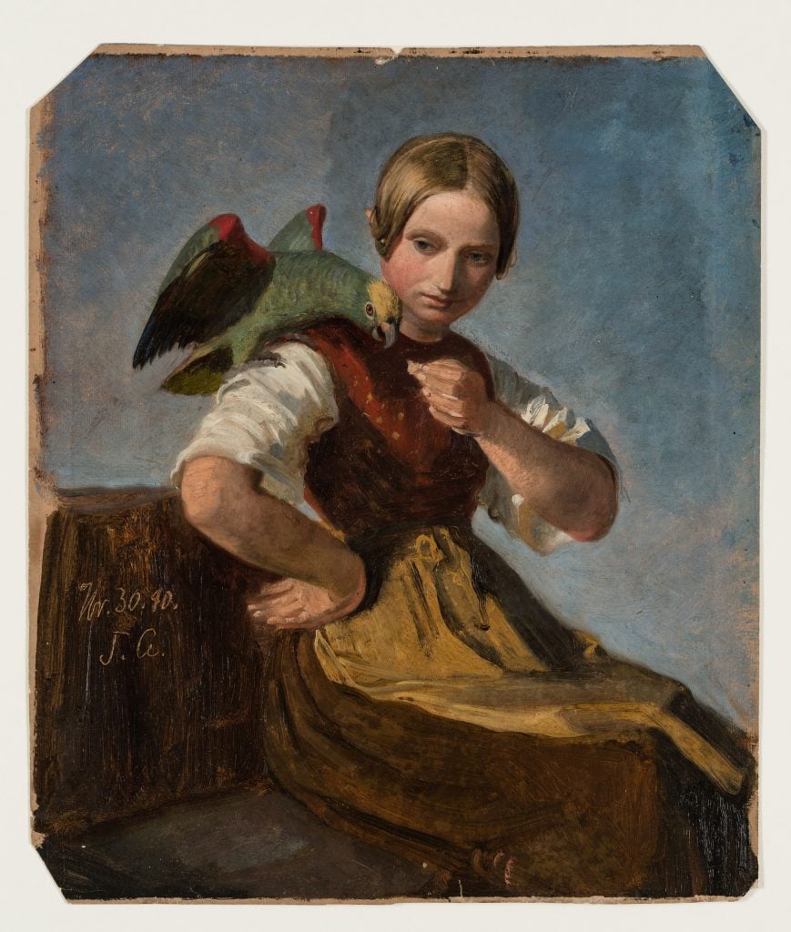 Jakob Gensler, <i>Girl with parrot</i>. © Kupferstich-Kabinett, Dresden State Art Collections.
