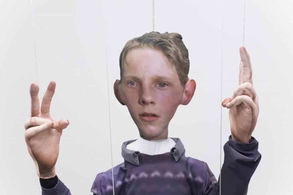 Rosie McGinn's handmade lycra air puppet "Billy" (2022). Courtesy of the artist. 