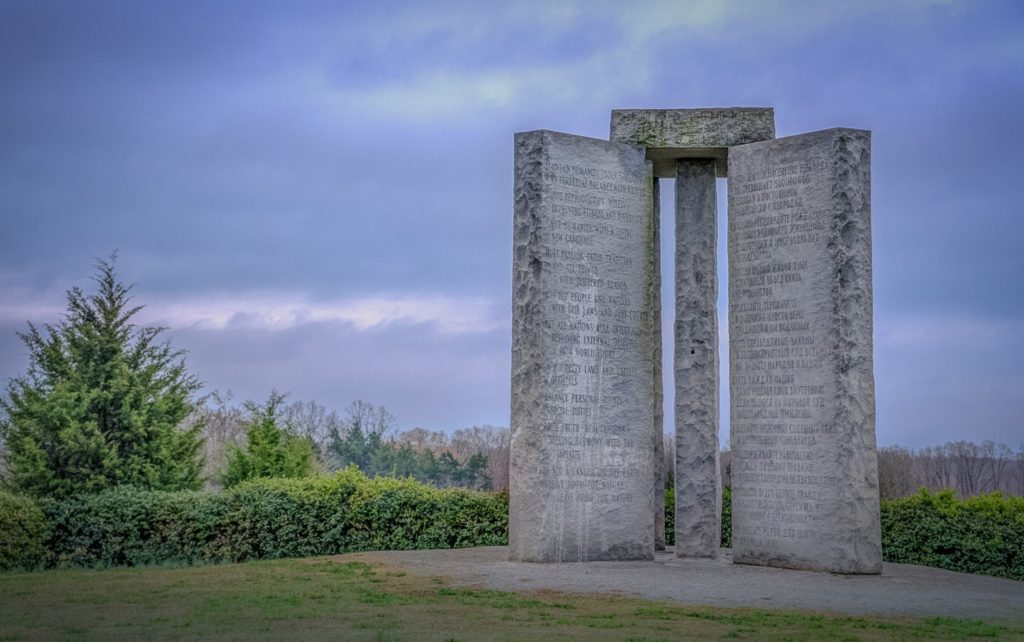 The Georgia Guidestones before the bombing. Photo courtesy of the Elbert County Chamber of Commerce.