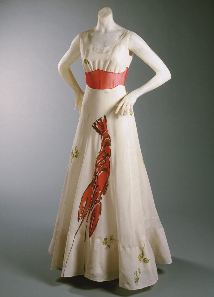Schiaparelli designed this silk evening dress in 1937 with Dalí.  © Philadelphia Museum of Art.