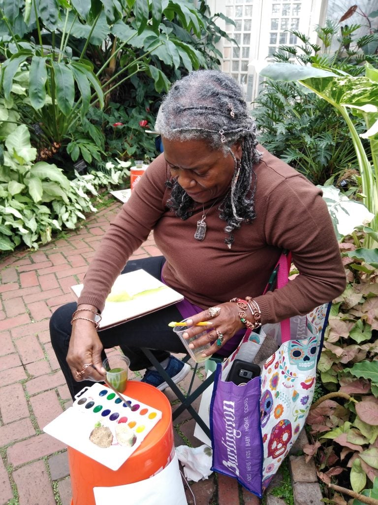 A watercolor program at Garfield Park Conservatory funded by E.A. Michelson Philanthropy. Photo: Garfield Park Conservatory. 
