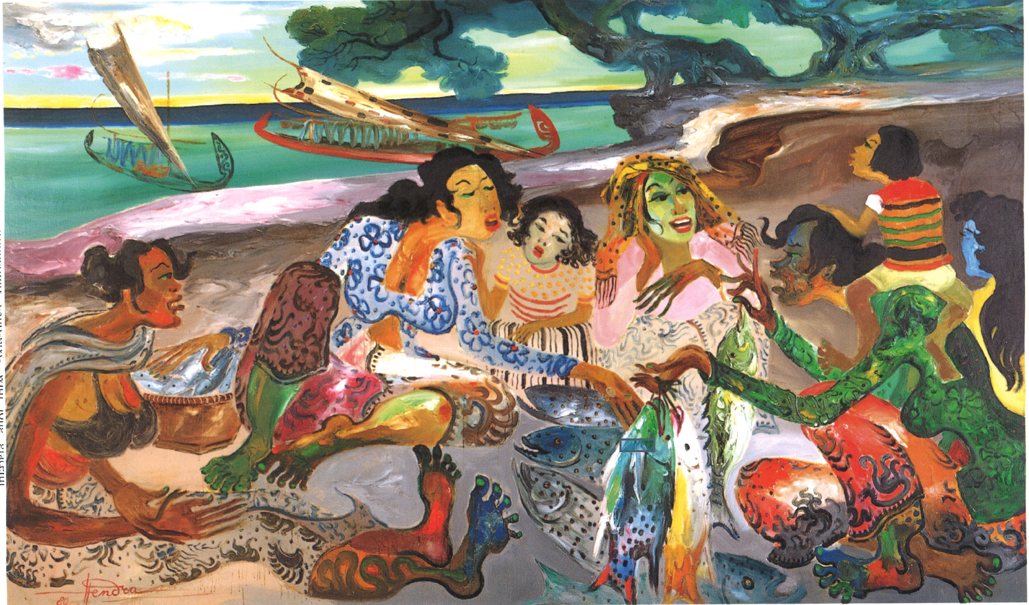 Hendra Gunawan, Fish Market on the Beach (1980. Courtesy Sotheby's.